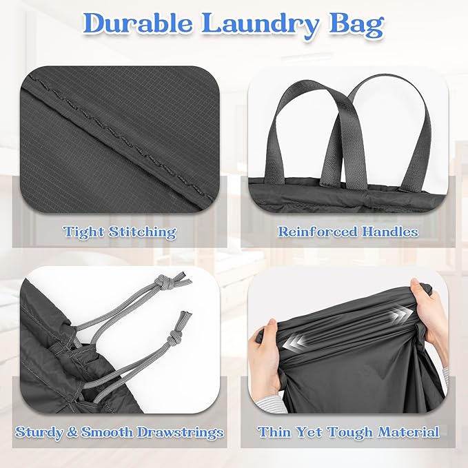 Laundry Bag Extra Large Heavy Duty, 24"x 35", Laundry Basket Liner Replacement, Drawsting Top with Carrying Handles, 3 to 4 Load Capacity, Machine Washable Hamper Liner, Ultra-Light & Foldable