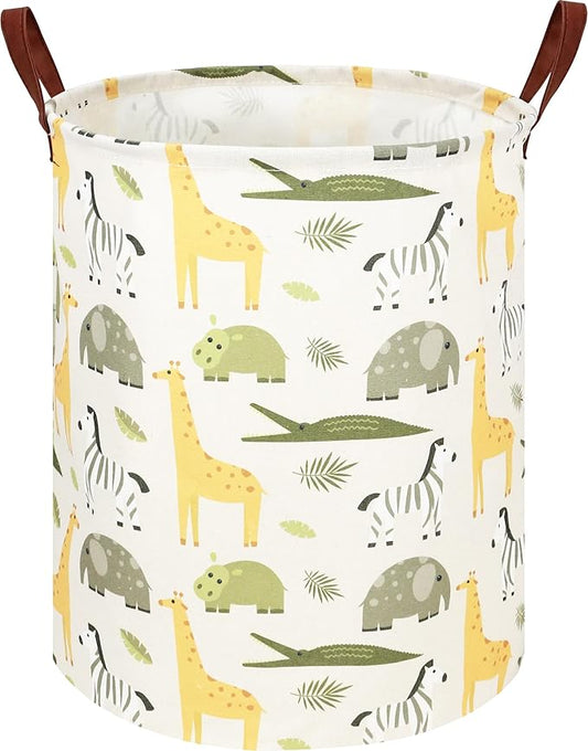NTAOHAMPER Kids Laundry Hamper, Green Laundry Basket, Baby Nursery Hamper, Waterproof Storage Bin, Clothes Organizer Basket, Room Decor(Green Animal)