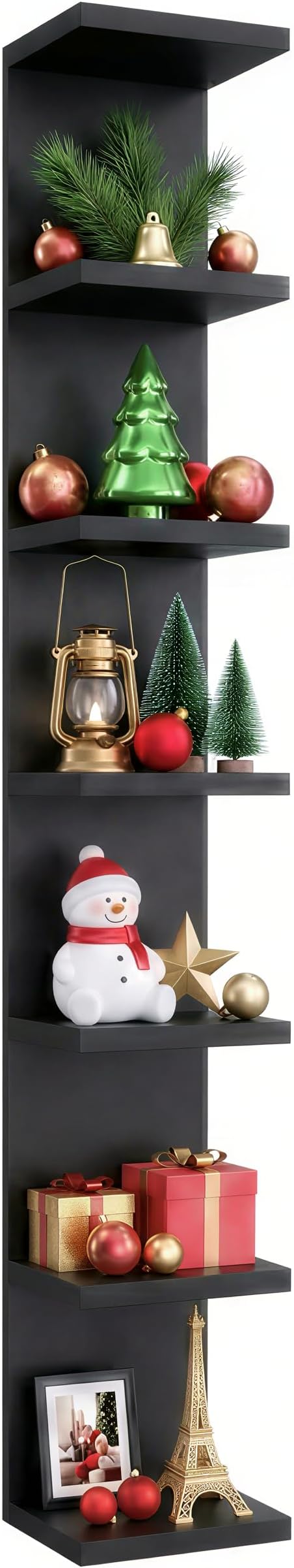 7 Tier Wall Shelf Unit & Lack Shelf, Versatile Floating Shelves for Wall, Bedroom Book Shelf, Vanity Display Shelves, Tall Decorative Shelving Unit, Long Shelves for Storage Black