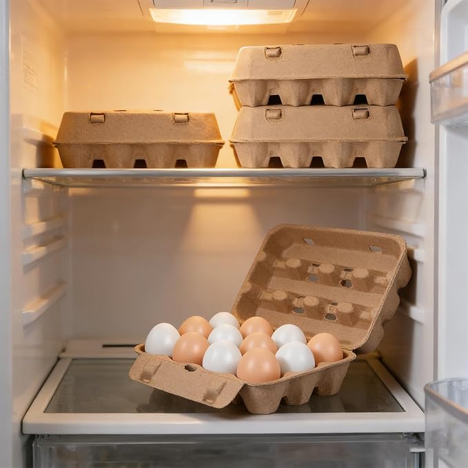 15 Pack Egg Cartons, 3x4 Style Reusable Natural Paper Pulp Egg Cartons Cheap Bulk, Sturdy Egg Holder for Fridge, Empty Containers for Fresh Chicken Eggs
