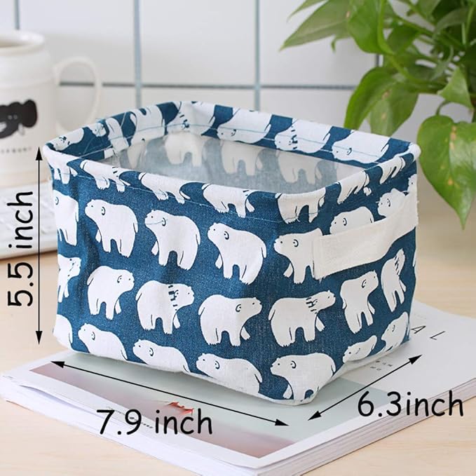 Foldable Storage Basket - Set of 6 Small Collapsible Canvas Containers Organizers with Handle for Home Decor or Storing Toys, Keys, Sundries, Little Crafts. (Style B)