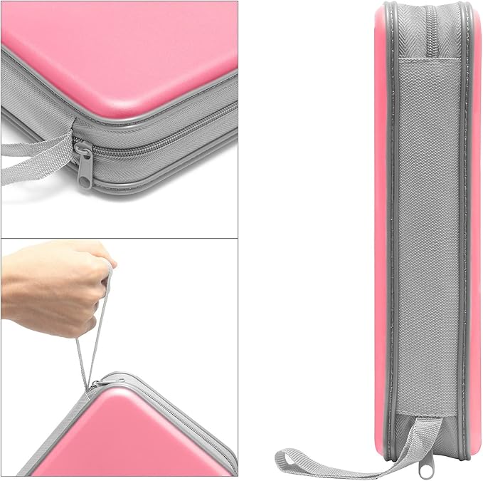 Siveit CD Case, DVD Case Holder 96 Capacity Hard Plastic CD DVD Disc Cases Storage Binder Wallet for Car Home Office Travel (Light Pink)