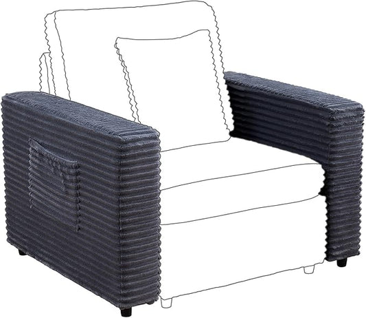 LEVNARY Modular Sofa Armrest Set of 2 with Side Storage Pockets, Faux Rabbit Fur Upholstered Arm Panels, Compatible with Modular Recliner System (Gray)