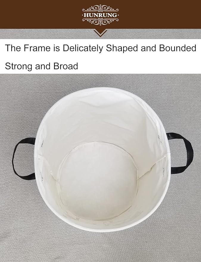 HUNRUNG Collapsible Fabric Storage Basket, Waterproof Laundry Hamper with Handles, Round Storage Bin for Clothes Toys, Foldable Organizer for Bedroom Nursery Bathroom(Round-Dancing girl)