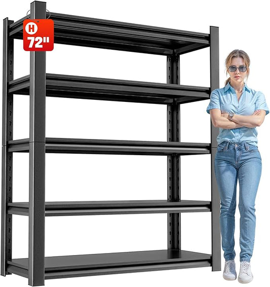 OLLRRACT 5 Tier Heavy Duty Metal Shelving Unit, Industrial Storage Shelf for Garage, Utility, and Industrial Use - Metal Storage Shelf Organizer, Durable Garage Storage Shelving 24" D x48 W x72 H