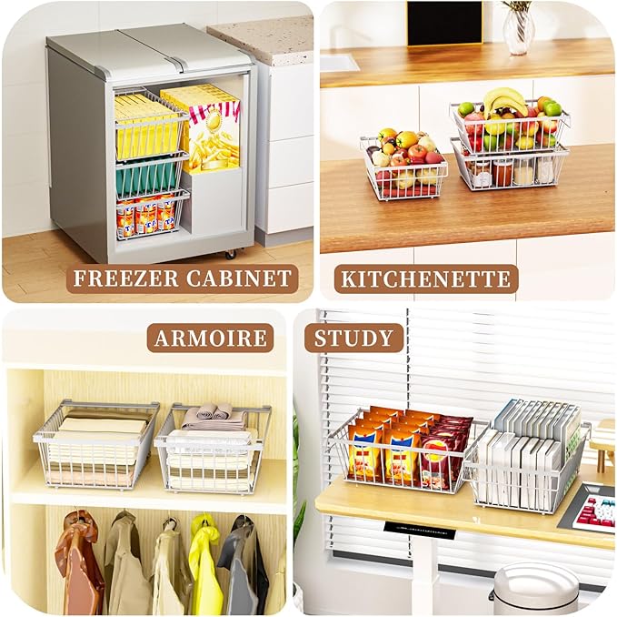 Freezer Organizer Bins ，Enhanced Leak-Proof Bottom，6 Pack Stackable Deep Freezer Organizer Bins for 5 Cu.FT Small Chest Freezer，organization and storage，pantry organizers（for 5 Cu.Ft