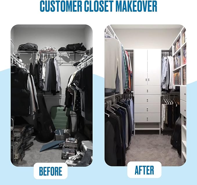 Double Hanging Closet Organizer - Modular System For Corner Closets - White, 36 Inch Wide