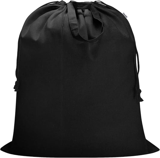 Canvas Laundry Bag 40"W x 35"H, Thick Canvas Laundry Bag with Handles & Drawstring, Extra Large Heavy Duty Washable Storage Sack (XXL, Black)