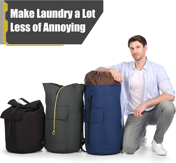 Backpack Laundry Bag, 115L Heavy Duty Extra Large College Laundry Backpack, Dirty Clothes Bag with Shoulder Straps, Laundry Hamper Bag with Drawstring Closure for College Dorm, Apartment Charcoal grey