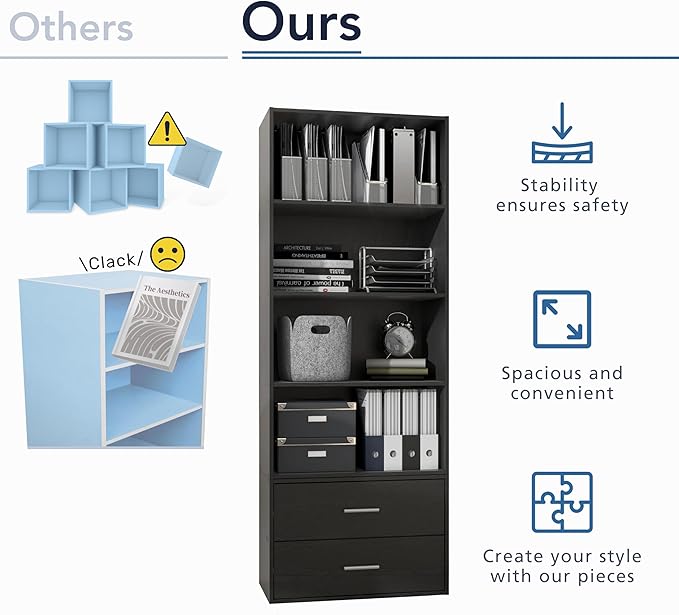 Homes: Inside + Out Apexa 3-Tier Cube Storage Organizer Shelves, Stackable Wood Bookcase Fits Cubby Bins for Organization, Dorm Teen Room Decor & Home Office, Steel Blue