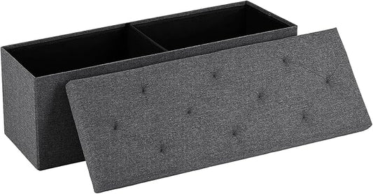 DUMOS 43in Storage Ottoman Bench, Storage Chest, End of Bed Foot Rest Stool with Padded Seat, Bedroom Bench for Living Room, Support 660lbs, Grey