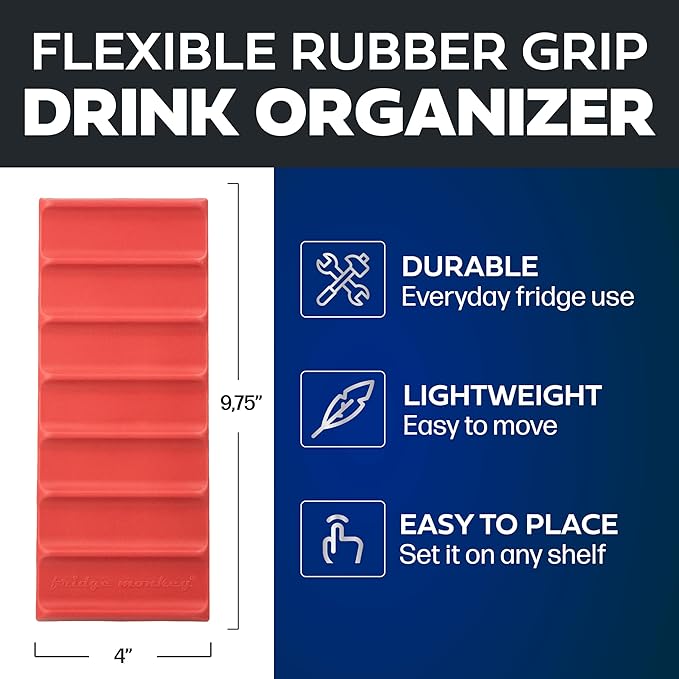 Cooks Innovations Drink Organizer for Fridge, Soda Can Refrigerator Organizers and Storage, Beer-Wine-Water Bottle Holder, Fridge Monkey - Durable Non-Slip&Roll - 2 Pack