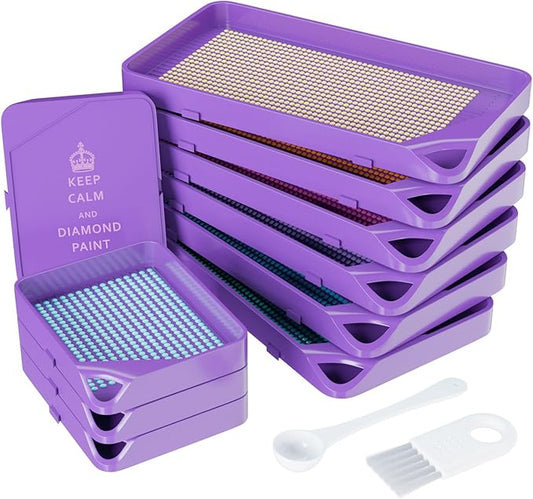 ARTDOT 10-Piece Interlocking Diamond Art Trays Kits for Adults, Stackable Diamond Painting Accessories and Tools