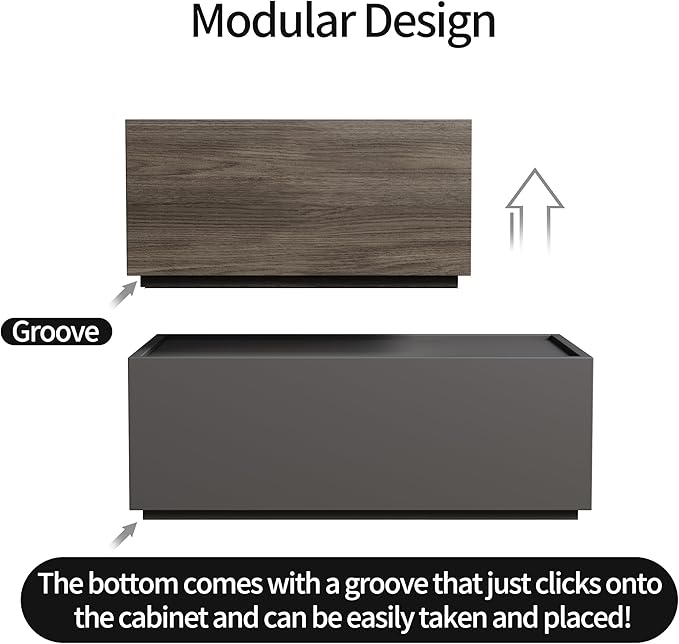 Svimi Modular Stackable Drawers, Modern Nightstand Modular Storage Bins - Storage Cabinet, Bedside Table, Sofa End Table for Living Room Hallway Entryway Oak Small Set 1