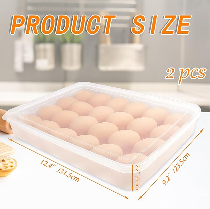 Qyyiguf 2 Pack Deviled Egg Containers with Lid,Clear Portable Storage Carrier Egg Holder,Stackable Plastic Egg Tray Carrier for Fridge,Kitchen,Keep Fresh(48 Eggs)