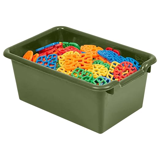 ECR4Kids Scoop Front Storage Bin, Multipurpose Organization, Earthtone, 15-Piece