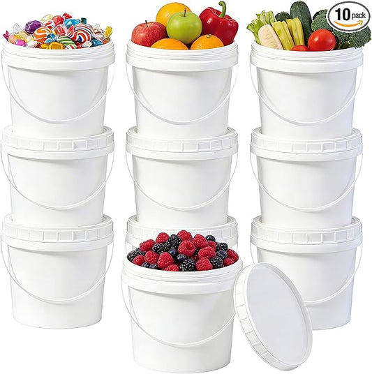 ASEVAT 10 Pack Screw Top Food Storage Containers with Lids, 33oz White Plastic Jars for Kitchen Pantry Organization – Opaque Dry Food Canisters for Flour, Sugar, Rice & Slime – BPA Free & Stackable