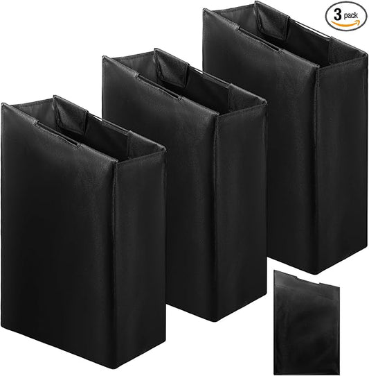 3 Pcs Black Hypotenuse Laundry Sorter Replacement Bags Hamper Cart Removable Replacement Bags Laundry Storage Organizer Bag Hamper Liner, No Hooks (14.76 x 8.66 x 23.23 Inch)
