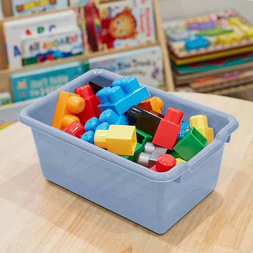 ECR4Kids Scoop Front Storage Bin, Multipurpose Organization, Powder Blue, 15-Piece