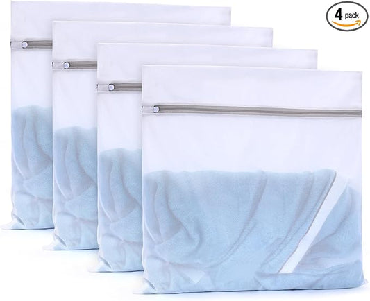 Muchfun 4Pcs Durable Fine Mesh Laundry Bags for Delicates 24 x 24 Inches (4 XX-Large)