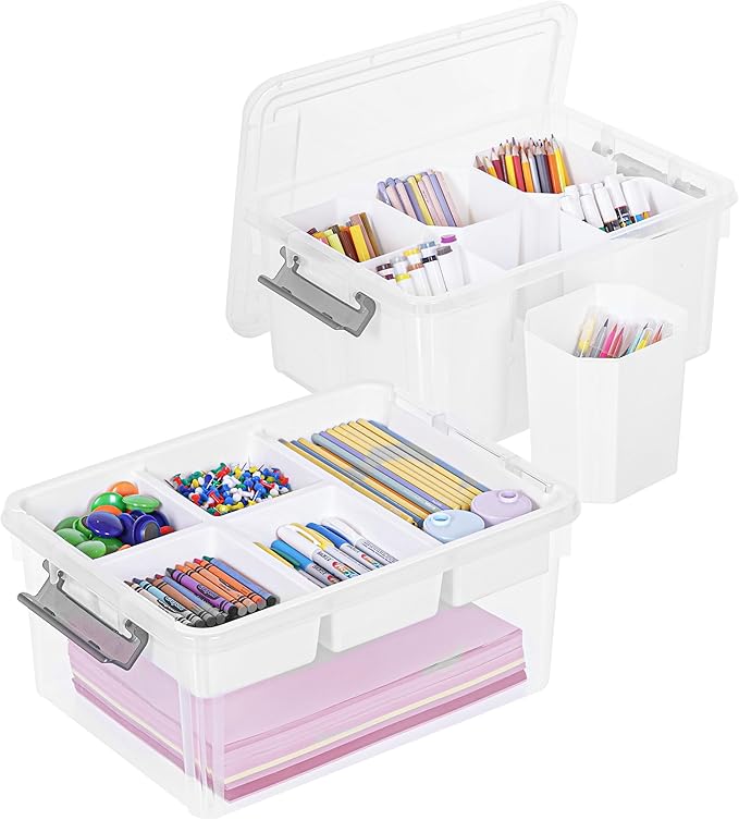 Citylife Craft Organizers, 2 Pack-17 QT, Clear white