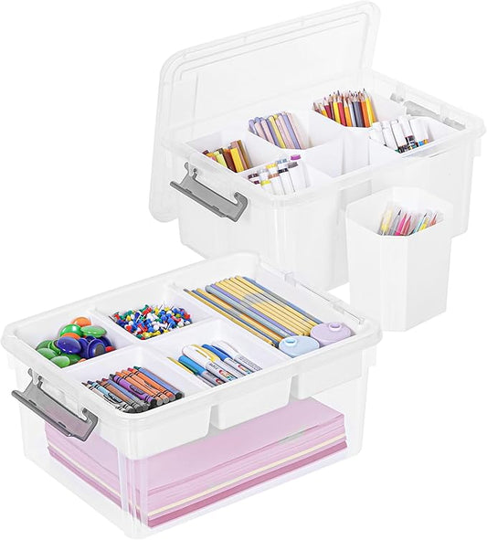 Citylife Craft Organizers, 2 Pack-17 QT, Clear white