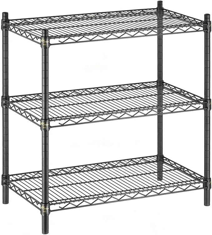 APLSS 18" D x 36" W x 34" H Black Heavy Duty Wire Shelving with 3 Tier Shelves, NSF Certified, Height Adjustable, Wet&Dry Environments, for Kitchen Garage Walk-in Cooler&Freezer, 800lbs Capacity