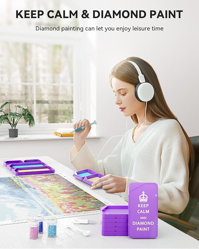 ARTDOT 30-Piece Stackable Tray Set Diamond Art Kits for Adults, Interlocking Diamond Painting Accessories and Tools(Purple)