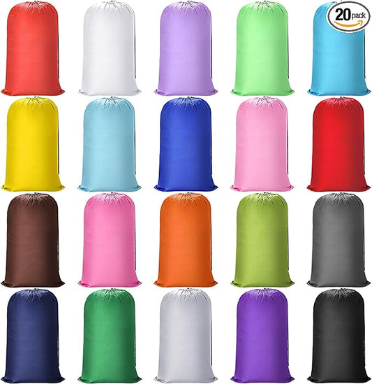 Nuogo 20 Pcs Laundry Bag Washable Travel Laundry Bags with Drawstring Lock Closure Large Heavy Duty for Camping Tent Blankets Dirty Clothes Yarn Fabric Storage, 38 x 24 Inches