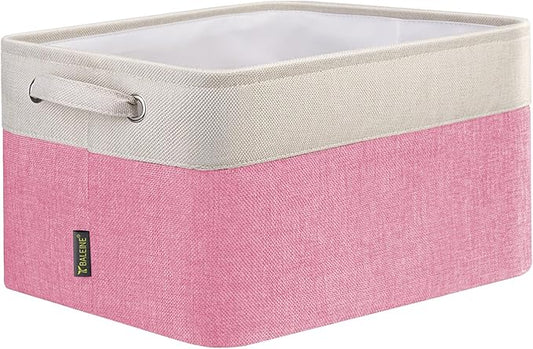 BALEINE 1 Pack Fabric Closet Storage Bins for Shelves, Linen Closet Organizers and Storage, Decorative Baskets for Organizing, Shelf, Clothes, Home, Office (Pink, 15''x11''x9.5'')