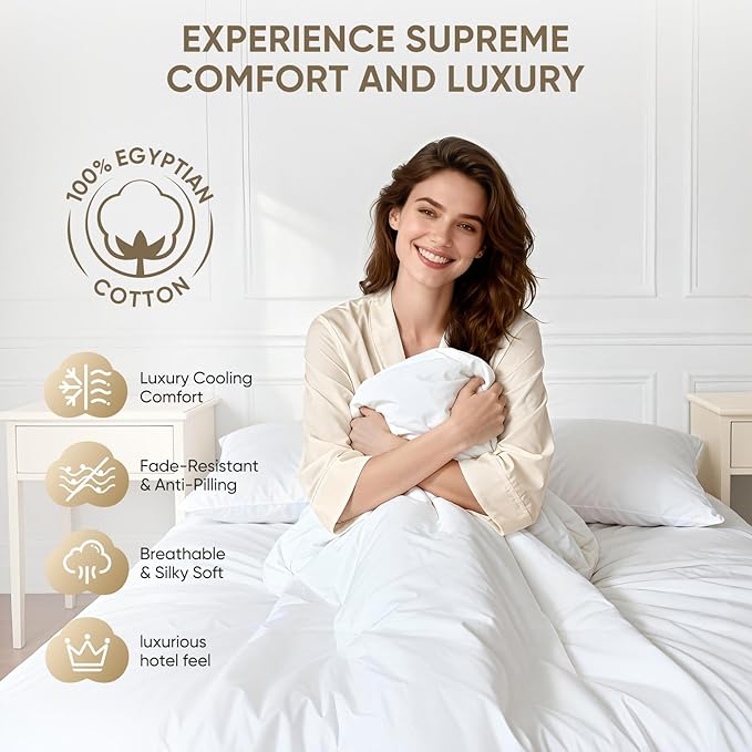 TWK 1200 Thread Count 100% Egyptian Cotton Sheets Bed Set,Thickness,Long-Lasting Durability,Resists Pilling,Deep Pocket Up to 18",with a Laundry Bag (White, Full)