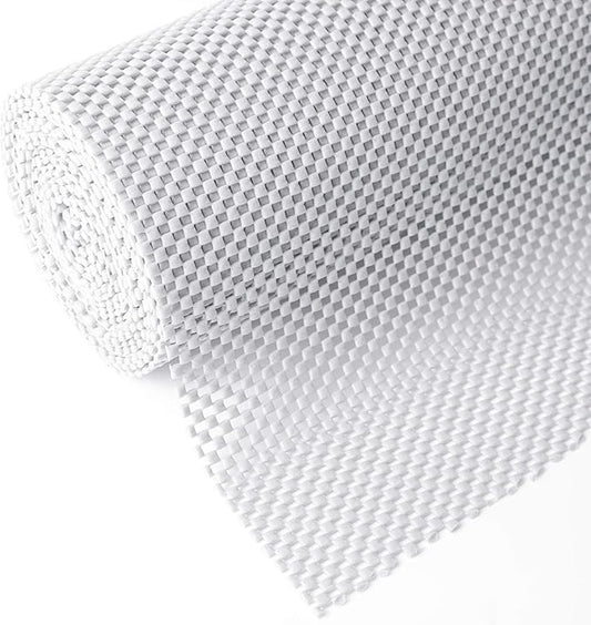 Drawer Shelf and Cabinet Liner, Thick Strong Grip, Non-Adhesive Liners Protect Kitchen Cabinets and Cupboard, Bathroom Drawers, Easy Install, Breathable Mat, 20 Inches x 20 Feet, White
