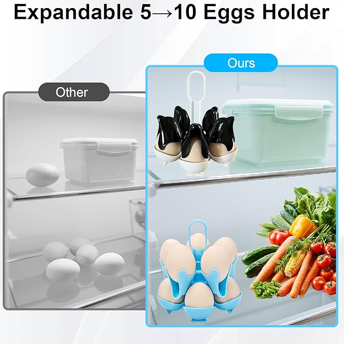 Asltw Dolphin Egg Holder Rack, 5 Egg Boiling Tray with Flip Top 10 Egg Storage, Heat Resistant Handle, Multi Purpose Egg Poacher for Cooking, Fridge Organizing & Serving (Black+White)