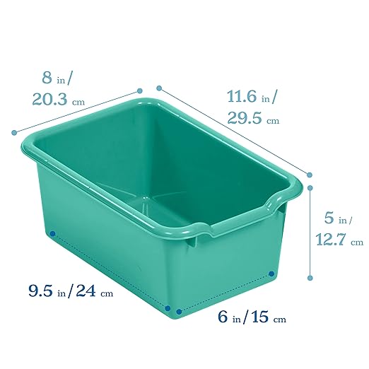 ECR4Kids Scoop Front Storage Bin, Multipurpose Organization, Emerald, 5-Piece