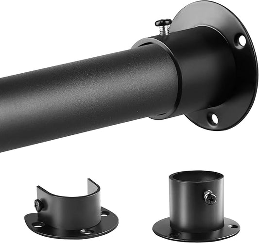 Closet Rods for Hanging Clothes, 1.3 Inch Diameter Heavy Duty Closet Rod 17-64 Inch Adjustable, Metal Closet Poles for Hanging Clothes, Matte Black Bar for Closet, Wardrobes, Bathroom, Windows