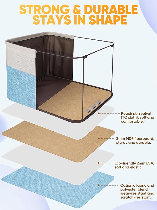 BALEINE 1 Pack Fabric Closet Storage Bins for Shelves, Linen Closet Organizers and Storage, Decorative Baskets for Organizing, Shelf, Clothes, Home, Office (Skyblue, 12"x8"x8")