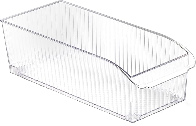 BINO | Plastic Storage Bins with Wheels, Large | THE ROLLER COLLECTION | Clear Storage Bins for Organization | Clear Containers for Pantry | Fridge & Freezer Organizer Bin Cabinet & Pantry Organizers