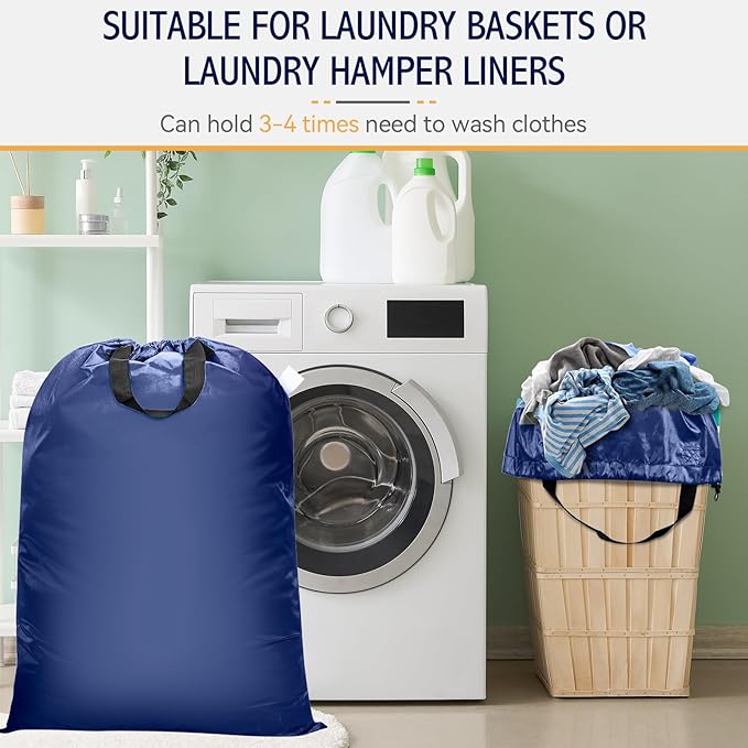 Isink Extra Large Heavy Duty Laundry Bag - 28" x 40", Travel Laundry Bag for Dirty Clothes, Camping & Travel (Navy)