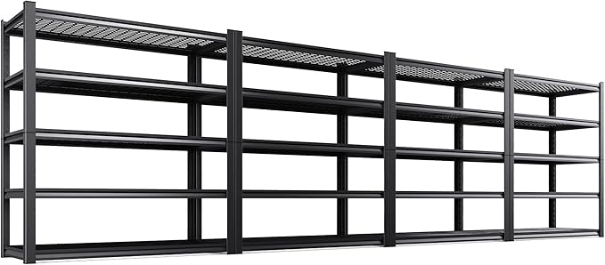 Set of 4 Heavy Duty Garage Shelving 5T Storage Shelves, Adjustable Metal Shelving Unit, Utility Garage Organizer Shelf for Basement, Pantry, Warehouse, Supermarket, 45.6" Wx17.7 Dx71.2 H