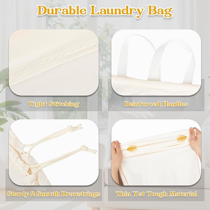 Heavy Duty Laundry Bag, 24"x 35", Laundry Basket Liner Replacement, Drawsting Top with Carrying Handles, 3 to 4 Load Capacity, Machine Washable, Ultra-Light and Foldable