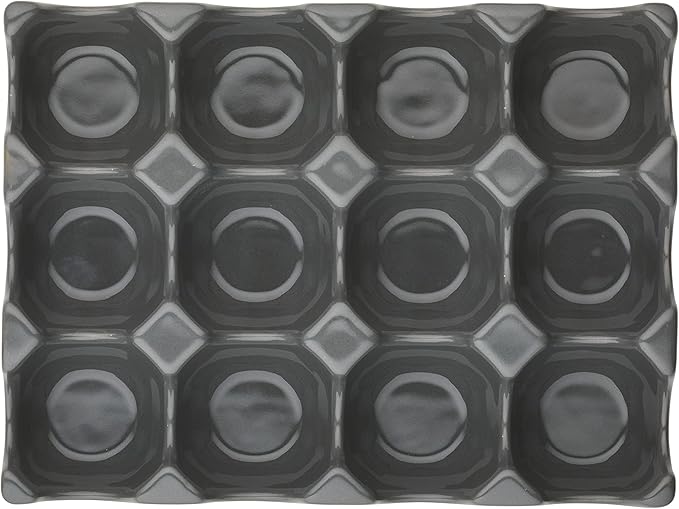 Rachael Ray Solid Glaze Ceramics Egg Tray/Holder, 12 Cup, Dark Gray
