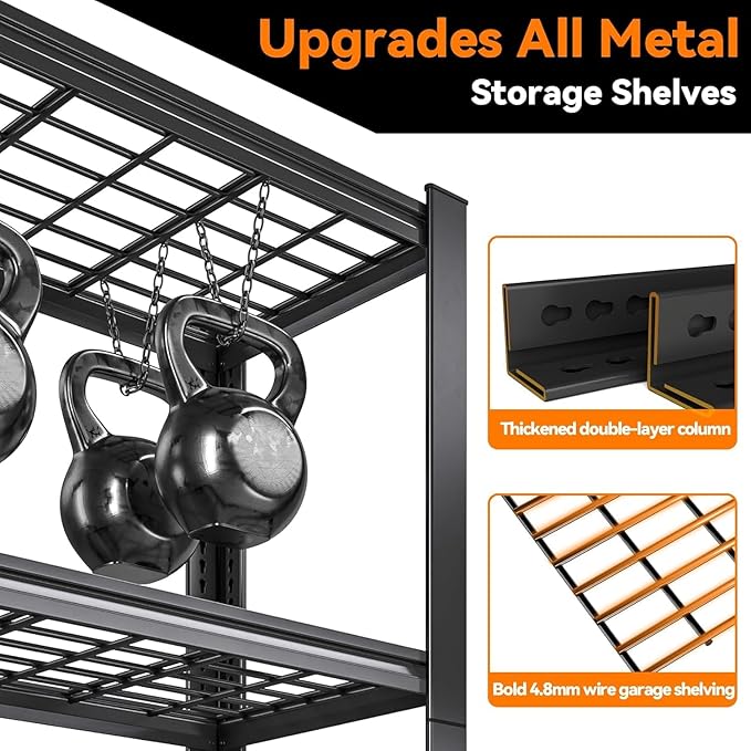 72''H Garage Wire Shelving 3000LBS Capacity Heavy Duty Garage Storage Shelves, Adjustable 5 Tier Metal Industrial Wire Shelf for Kitchen Utility Room Warehouse Basement, Black (36''Wx16''Dx72''H)
