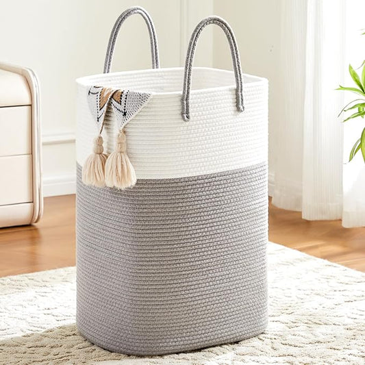 Artfeel Laundry Basket,Woven Cotton Rope Laundry Hamper,60L Versatile Storage for Dirty Clothes,Baby Toys,and Blankets in Bathroom, Nursery,and Living Room
