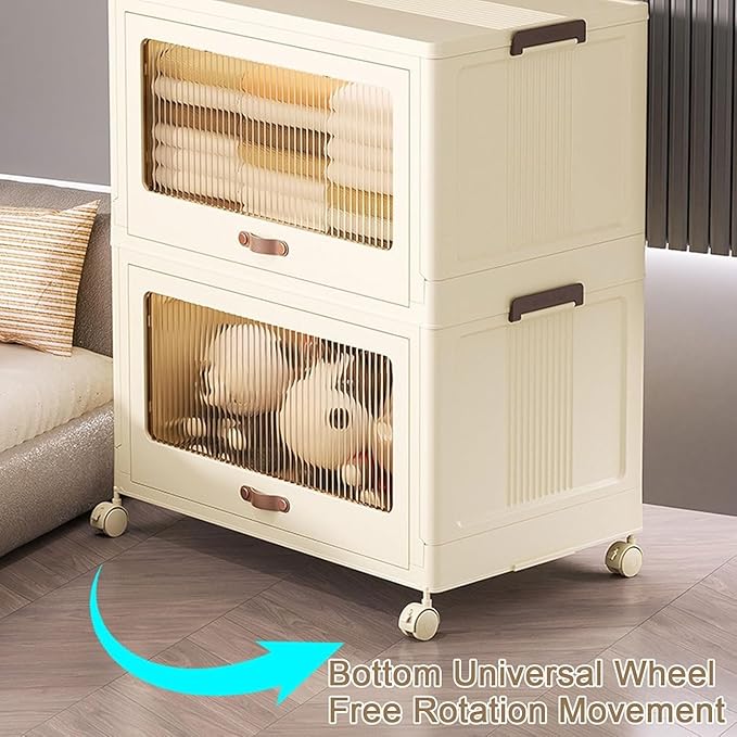 Plastic Storage Containers Stackable Storage Bins, Portable Collapsible Storage Cabinet Multifunction Stackable Storage Containers for Clothing Books Snacks Sundries,45cm(49cm)