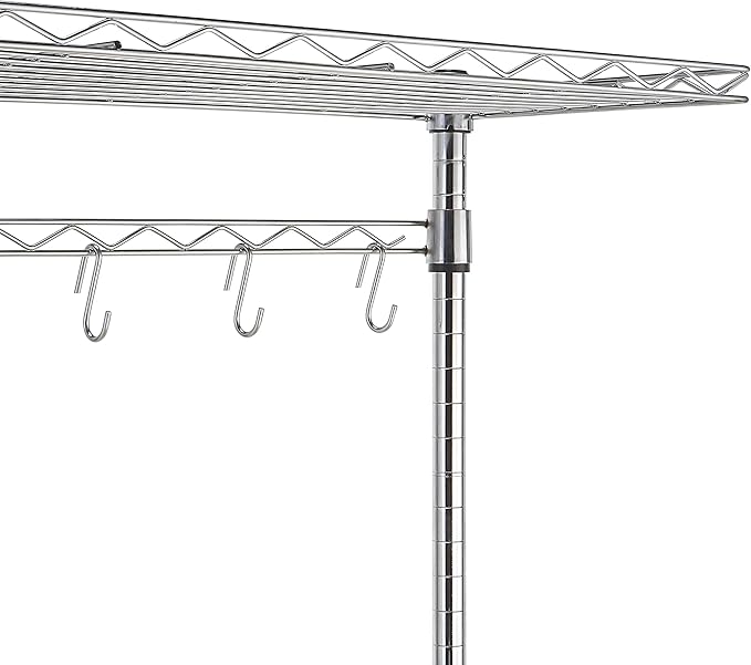 Amazon Basics Kitchen Storage Baker's Rack with Removable Wood Top, Chrome/Beige, 24"W x 59"H x 18"D
