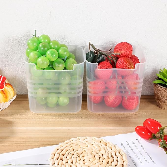 Zerodeko 2-Pack Fridge Side Door Storage Boxes Translucent Refrigerator Organizer Bins for Kitchen Essentials and Condiments Space-Saving Solution