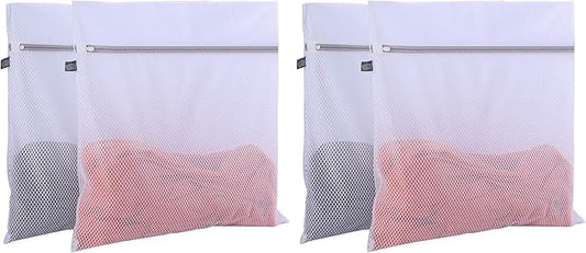Kimmama Laundry Mesh Wash Bags, Lingerie Bags for Washing Delicates, Mesh Laundry Bags for Washing Machine, White Net, Grey Zipper, 2XXL (Pack of 2)