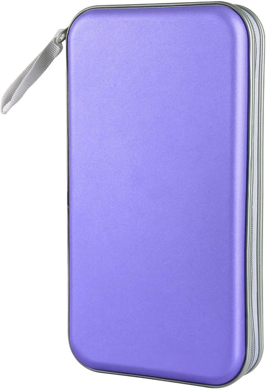 CD Case, Siveit DVD Case Holder 96 Capacity Hard Plastic CD DVD Disc Cases Storage Binder Wallet for Car Home Office Travel (Lavender)