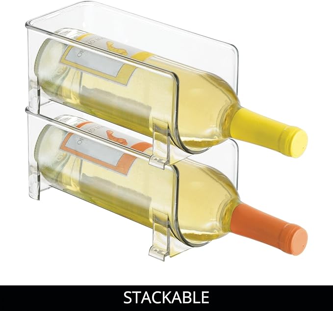 iDesign Stackable Bottle Holder for Water or Wine Bottles - Set of 4 - Clear