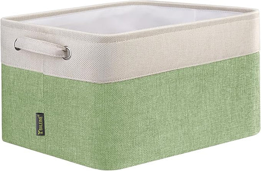 BALEINE 1 Pack Fabric Closet Storage Bins for Shelves, Linen Closet Organizers and Storage, Decorative Baskets for Organizing, Shelf, Clothes, Home, Office (Green, 12"x8"x8")